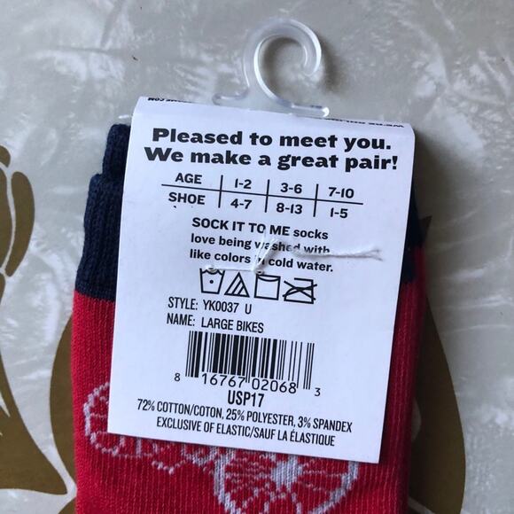 Sock It To Me Red Blue Black Bike Bicycle Youth Novelty Graphic Knee High Socks - Picture 4 of 6